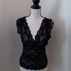 GEORGE Black Lace Top